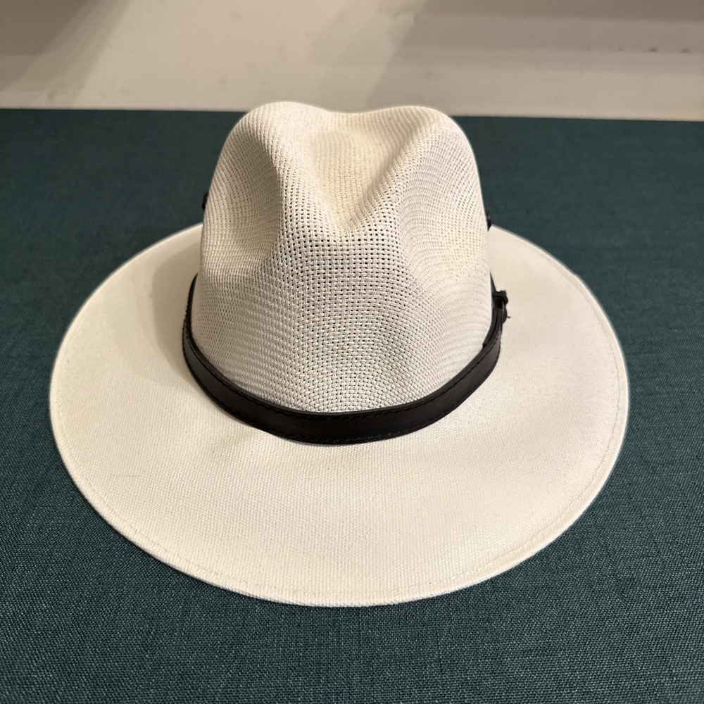 Royal Road Trading Company Original Panama Molded Summer Hat Mens White Black - Picture 6 of 8